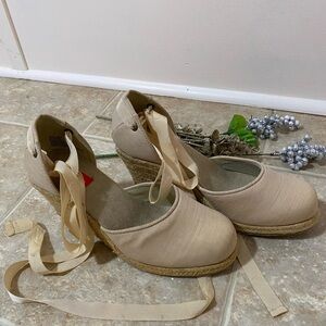 Women's Beige Espadrille Wedge Shoes